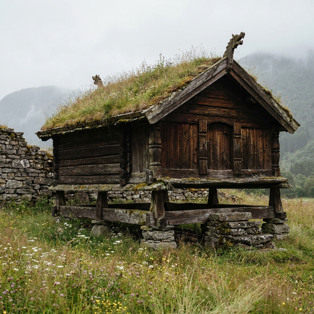 Centuries-old timber joinery on the farm storehouse